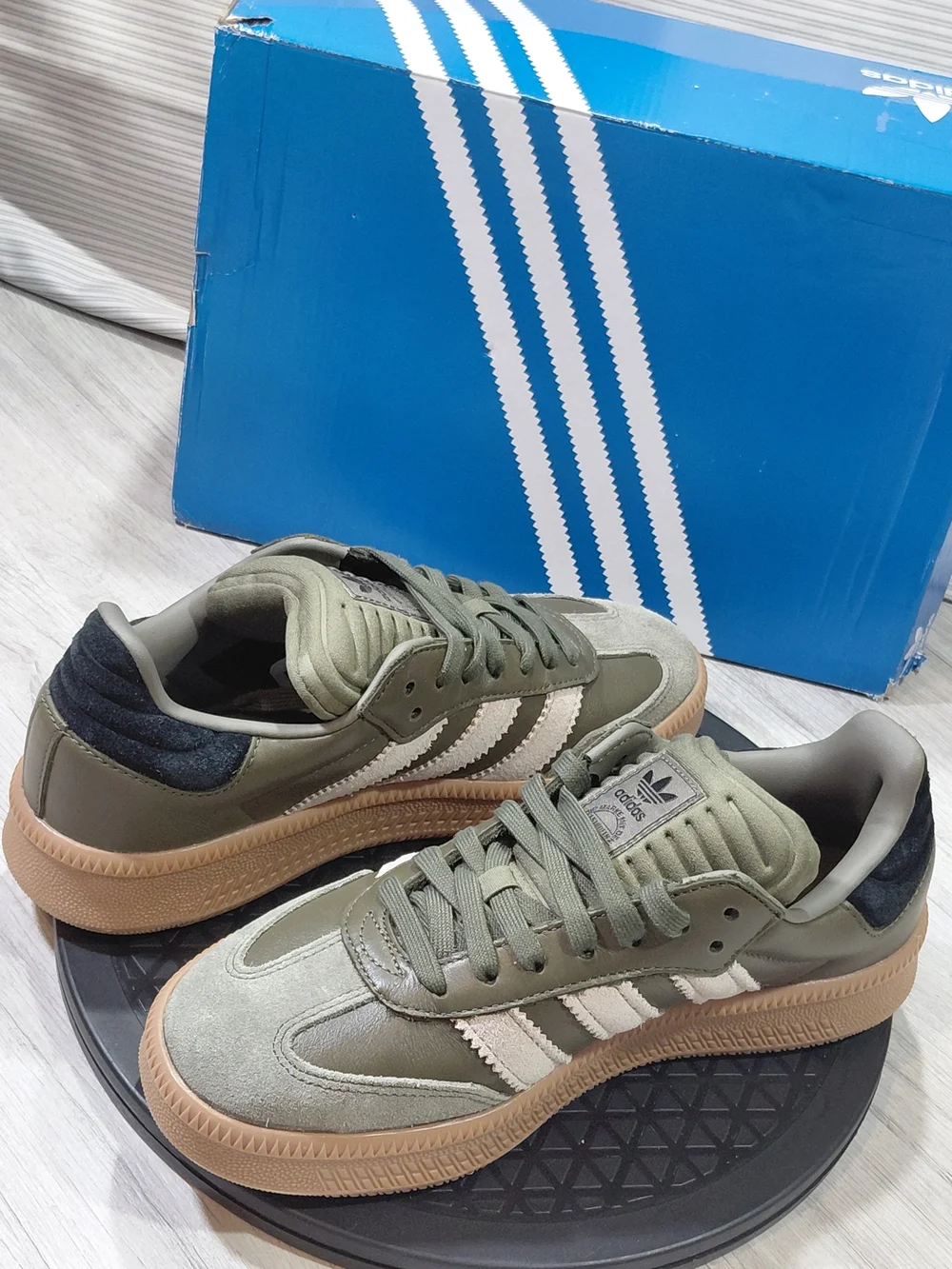 NEW Adidas Womens Samba XLG Olive Strata Chunky Thick Midsole with Gum Sole W8.5